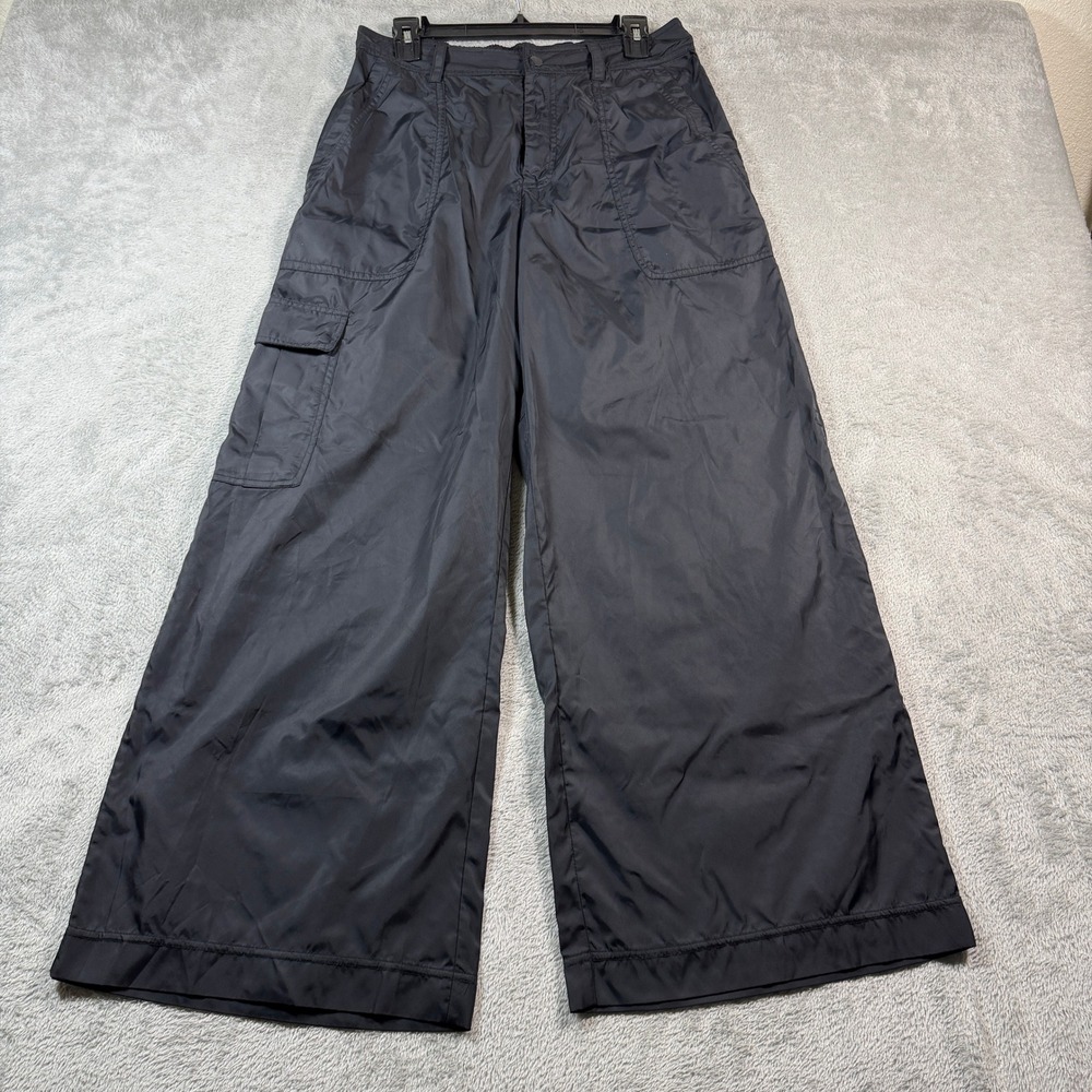 Fabletics Cargo Wide Leg Pant Womens Medium Black Nylon High Waist Y2K